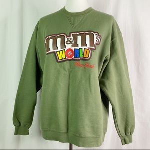 Vintage 90s M&Ms World Olive Green Sweatshirt Med